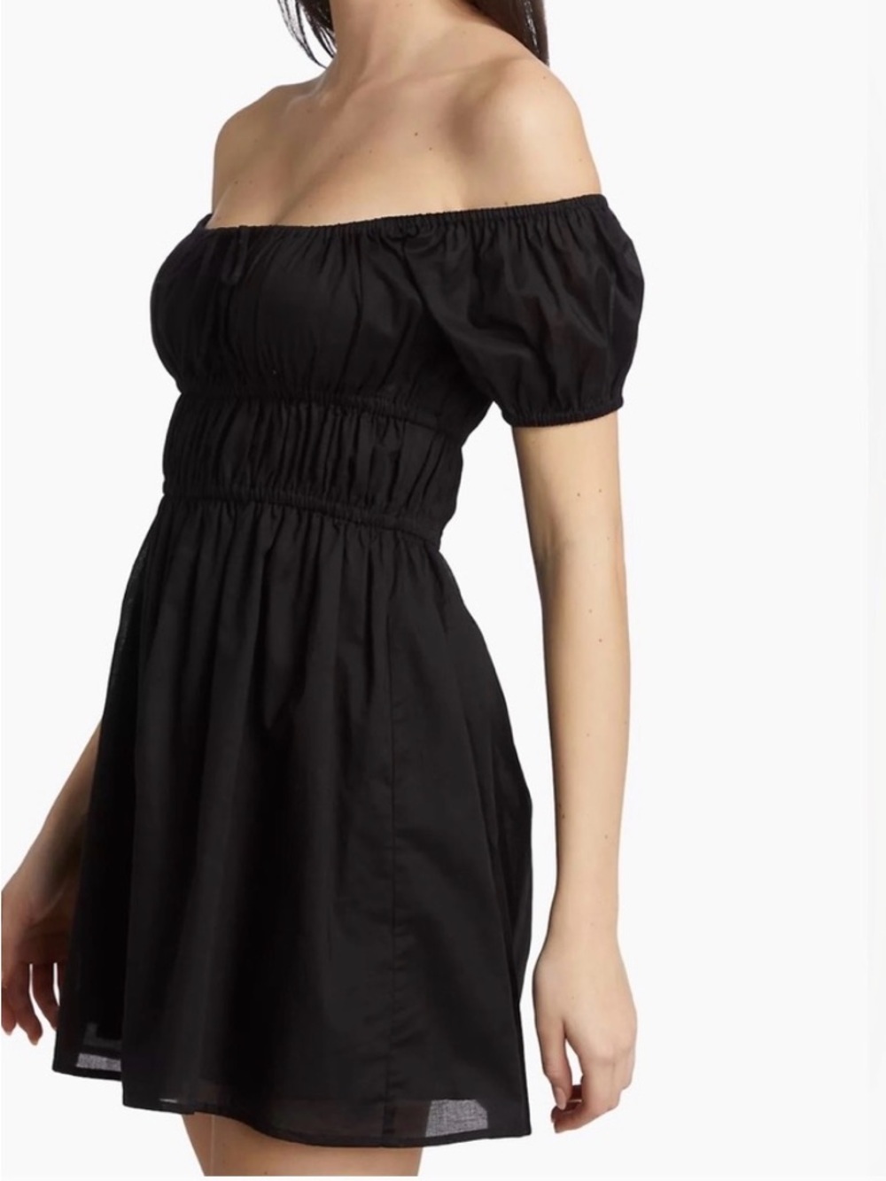 Faithfull the Brand Black Short Puff Sleeve Mini Dress - Picture 4 of 11